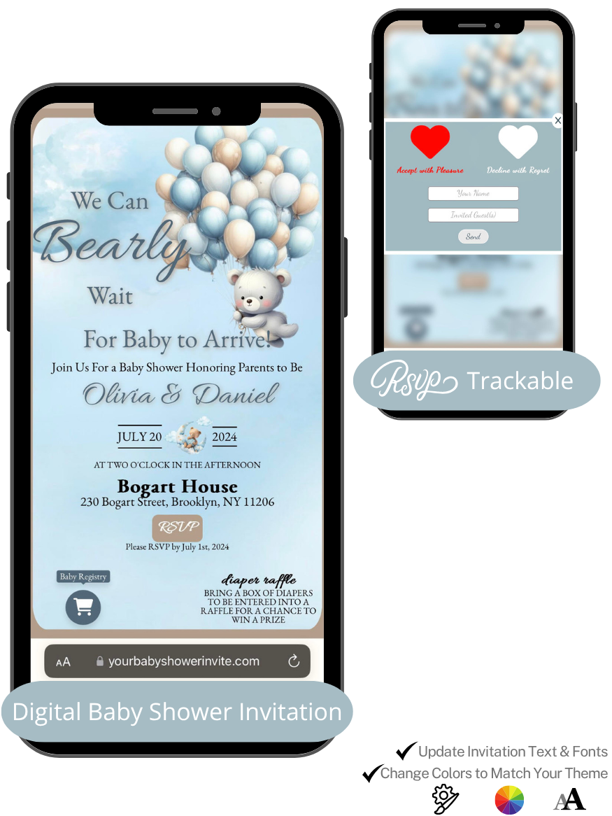 Boy – We Can Bearly Wait Baby Shower Invitation
