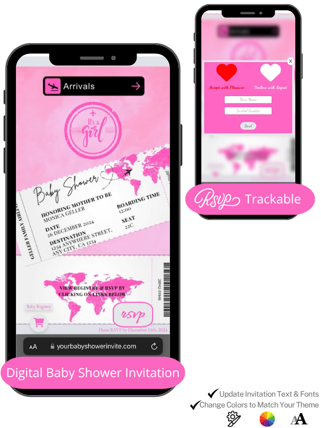 Girl – Boarding Pass Baby Shower Invitation