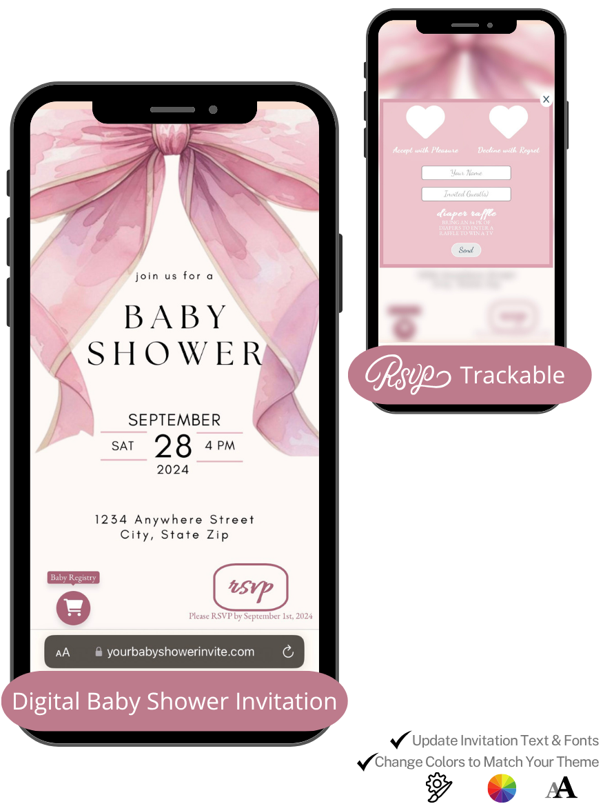 Girl – Pink Bow Baby Shower Invitation