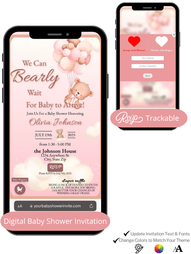 Light Pink – We Can Bearly Wait Baby Shower Invitation
